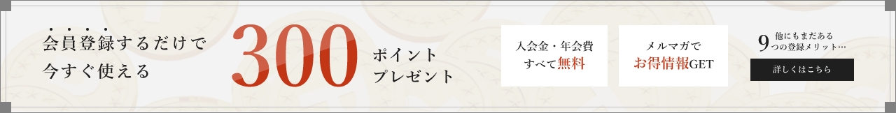 会員登録するだけで300ポイントプレゼント